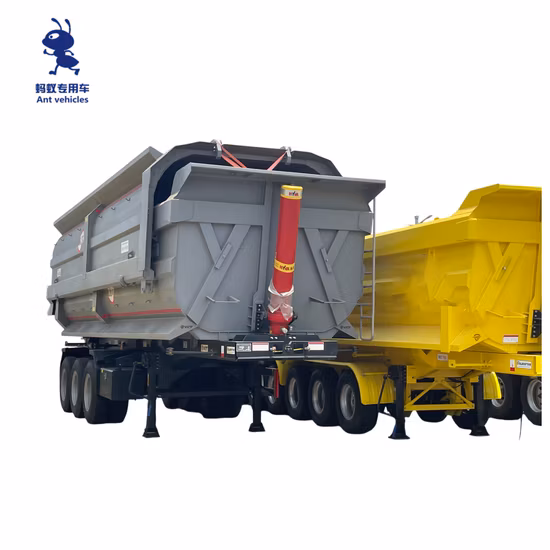 뒷벽, 사각형 모양, 측벽, 후면 덤프 트럭, 세미 푸드 트럭 트레일러, 판매용 맞춤형 후면 덤프 트럭 트레일러가 있는 덤프 트럭 덤프 트레일러