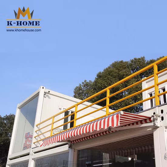 저렴하고 조립식이며 휴대성이 뛰어난 시골의 실용적인 보관 컨테이너 카페