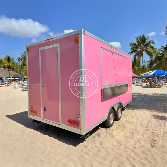 4m 정사각형 모바일 식품 트럭 핫도그 빠른 양보 음식 트레일러 거리 키오스크 케이터링 야외 거리 트레일러