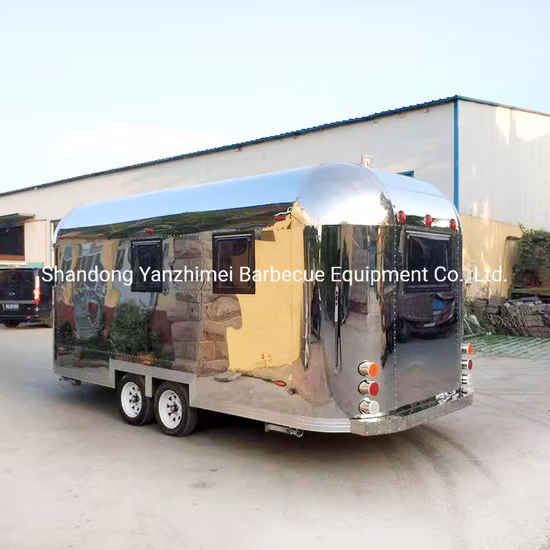 Ziquan Airstream 거울 스테인레스 스틸 4-8 미터 식품 트럭 맞춤형 모바일 식품 트레일러