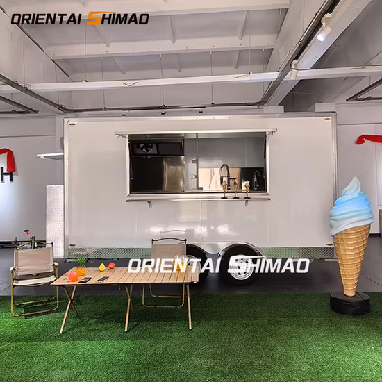 스테인레스 스틸 주방을 갖춘 Oriental Shimao 모바일 패스트 푸드 및 음료 케이터링 트레일러