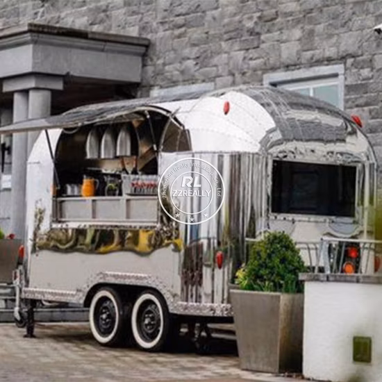 샐러드, 젤라토, 와플, 크레페용 스테인리스 스틸로 제작된 이동식 기류 식품 트레일러